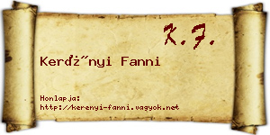 Kerényi Fanni névjegykártya