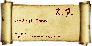 Kerényi Fanni névjegykártya